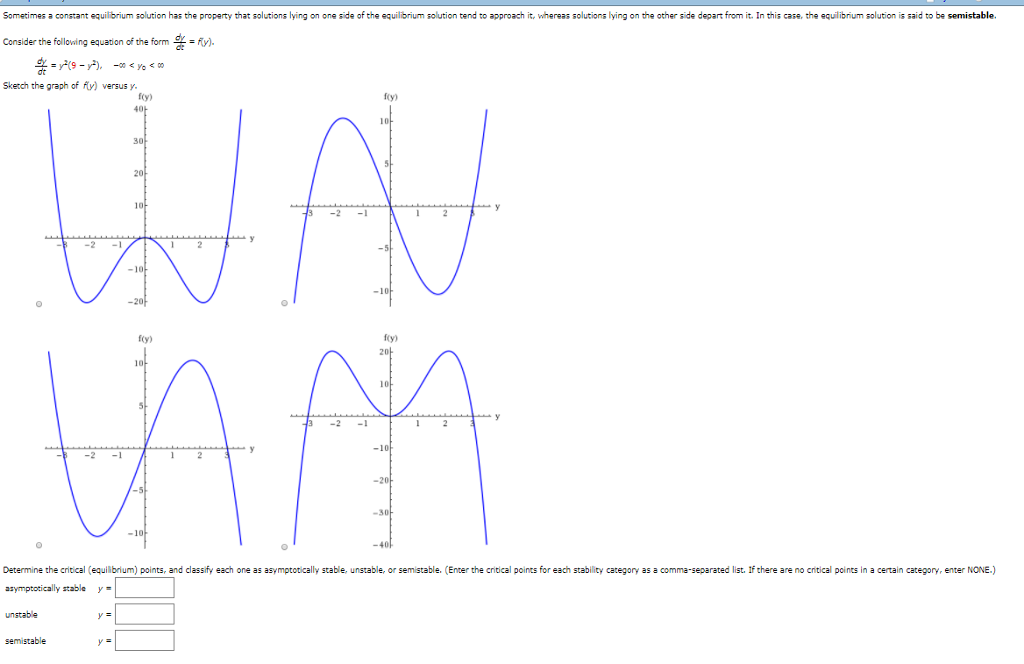 Solved Sometimes A Constant Equilibrium Solution Has The 