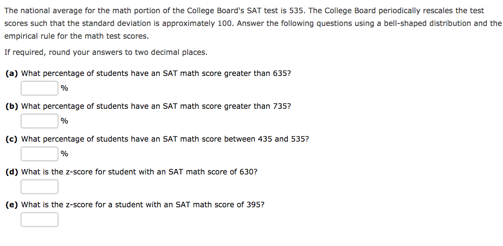 Average Sat Math Question Solved The national average for the math portion of the | Chegg.com