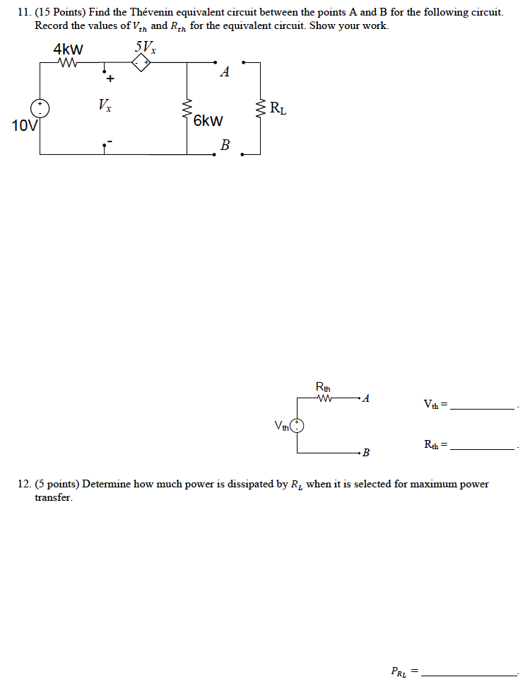 Solved Find the Thevenin equivalent circuit between the | Chegg.com