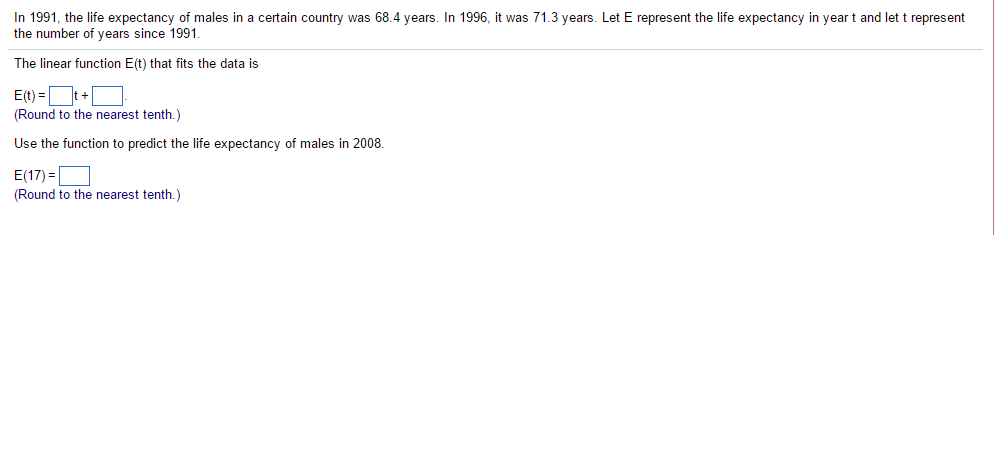 Solved In 1991. the life expectancy of males in a certain | Chegg.com