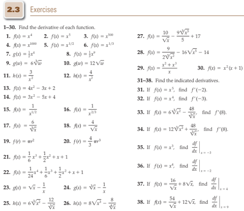 Solved 2.3 Exercises 1-30. Find the derivative of each | Chegg.com