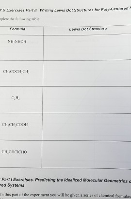 Solved t B Exercises Part writing Lewis Dot structures for | Chegg.com