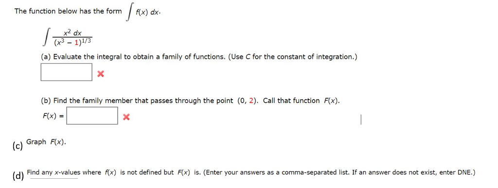 Solved The function below has the form fx) dx x2 dx (a) | Chegg.com