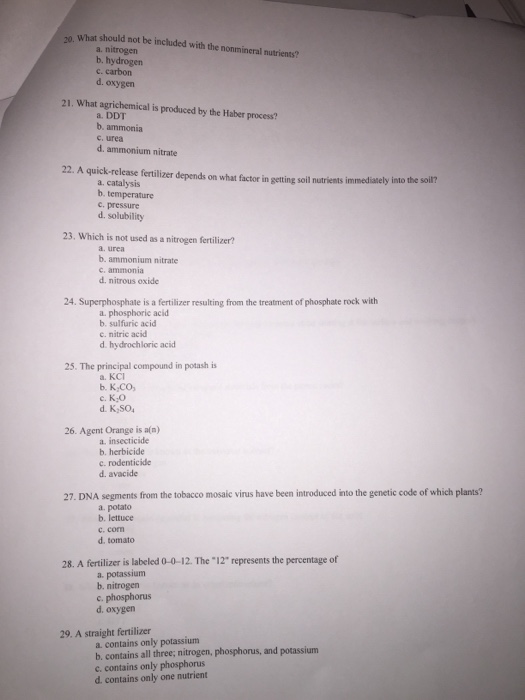 Solved What Should Not Be Included With The Nor Mineral Chegg