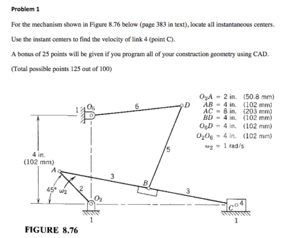 Solved Problem 1 For the mechanism shown in Figure 8.76 | Chegg.com