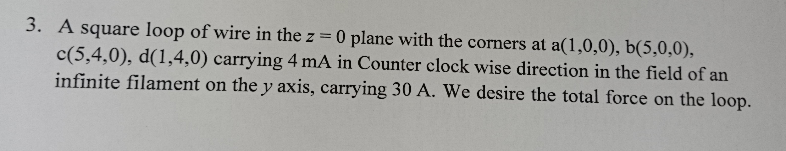 Solved 3. A square loop of wire in the z = 0 plane with the | Chegg.com