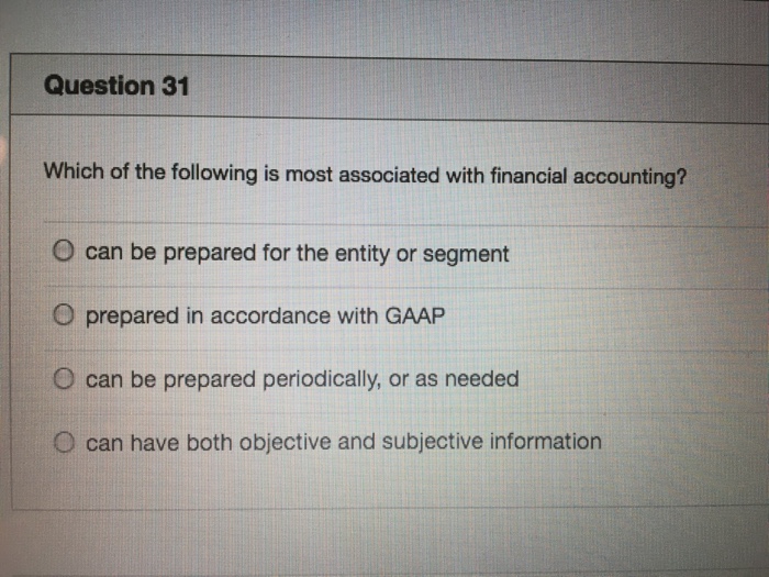 Solved Question 16 Managerial accounting reports are O | Chegg.com