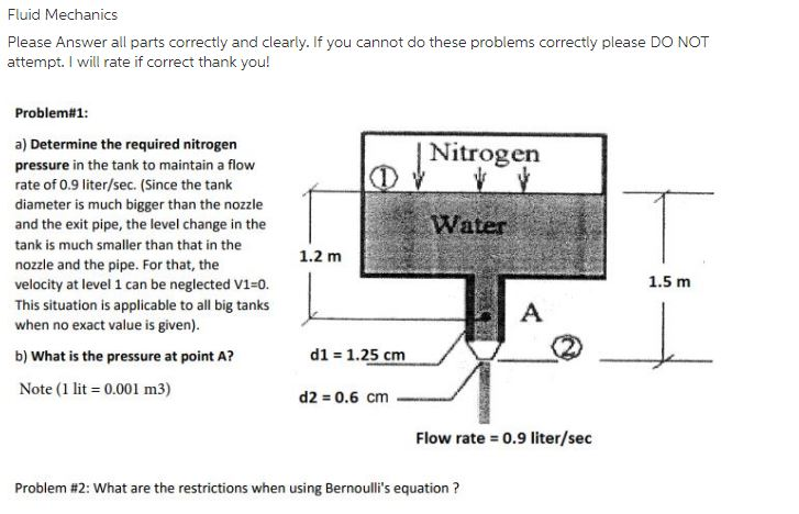 Solved Fluid Mechanics Please Answer All Parts Correctly And | Chegg.com