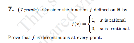 Solved Consider the function f defined on R by f(x) = {1, x | Chegg.com