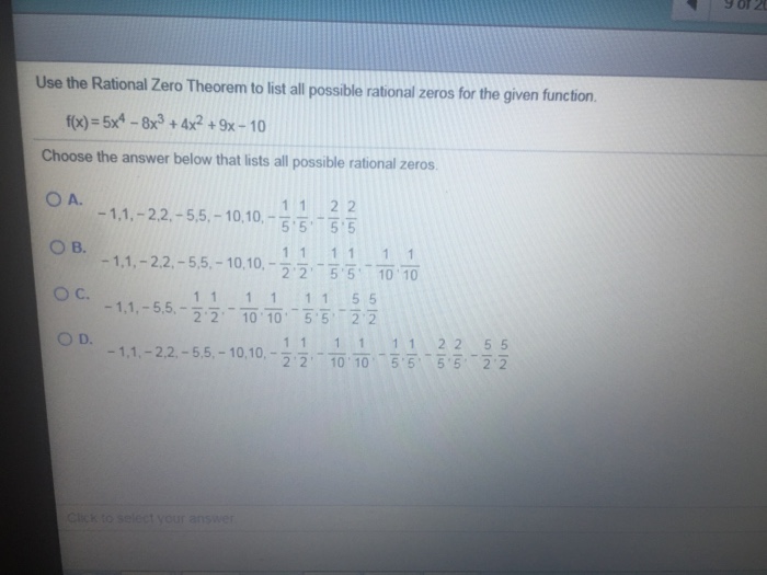 Solved Use the Rational Zero Theorem to list all possible | Chegg.com