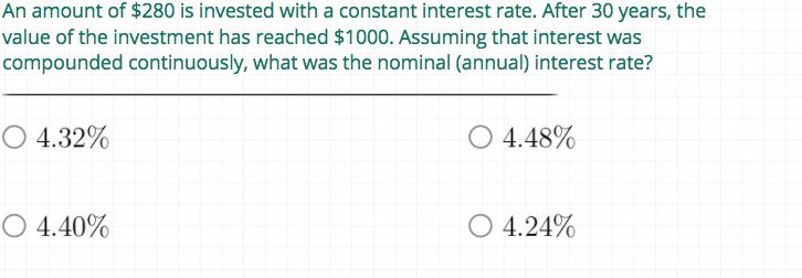 Solved An Amount Of $280 Is Invested With A Constant | Chegg.com