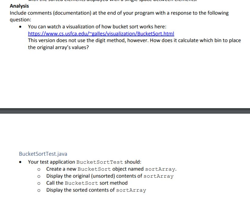 Solved A BucketSort Overview Not all sorting algorithms are | Chegg.com