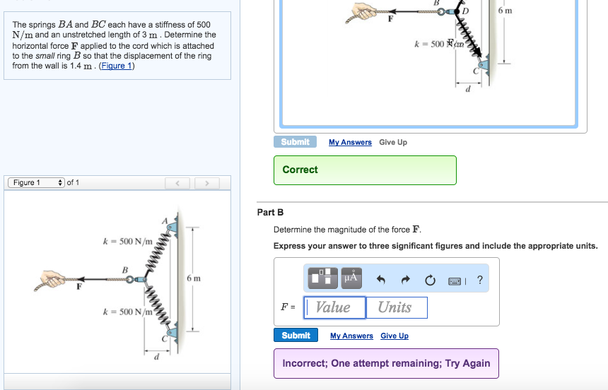 Solved The Springs BA And BC Each Have A Stiffness Of 500 | Chegg.com