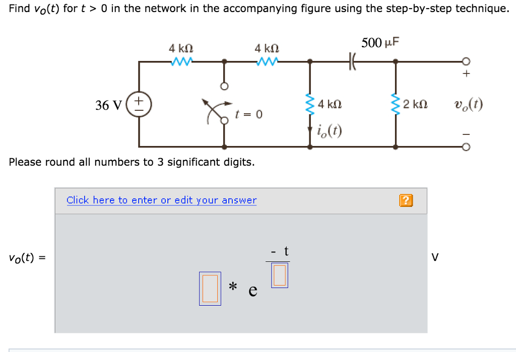 Solved Find vo(t) for t > 0 in the network in the | Chegg.com
