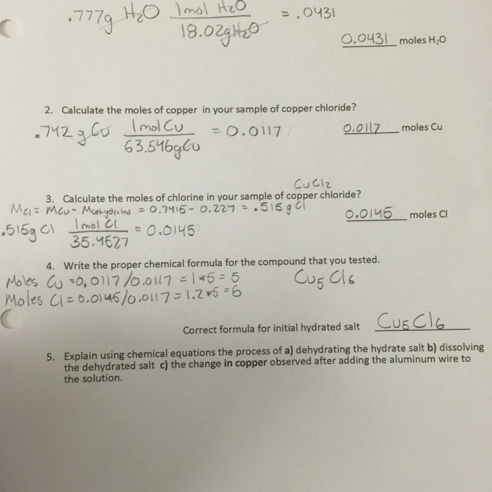 Solved Chem Lab Determination of a Chemical FormulaI'm a