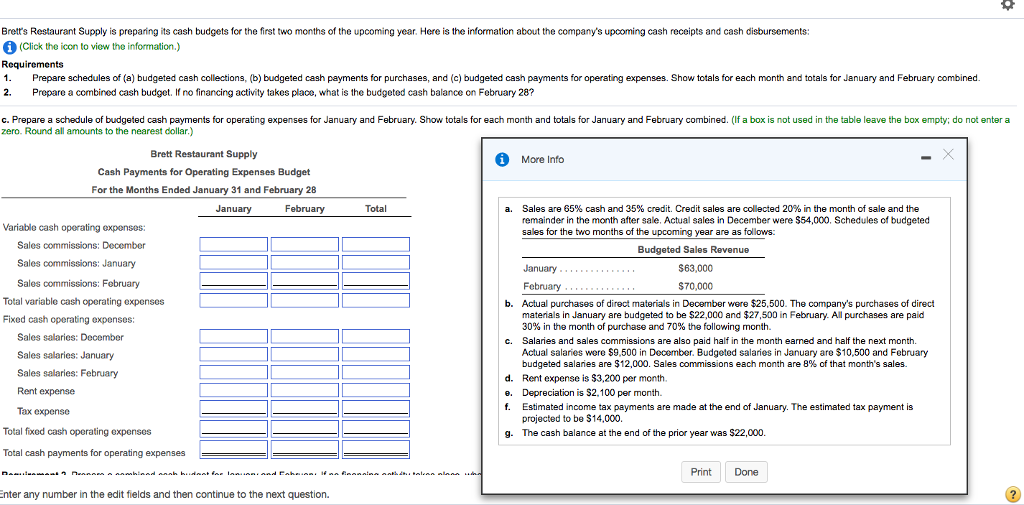 Solved Brett's Restaurant Supply is preparing its cash