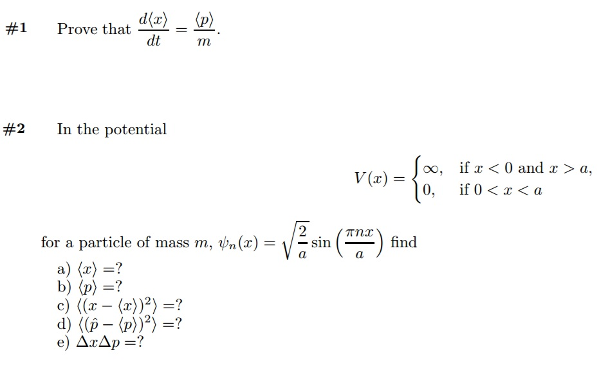 Solved Prove that d(x)/dt = (p)/m. In the potential V(x) = | Chegg.com