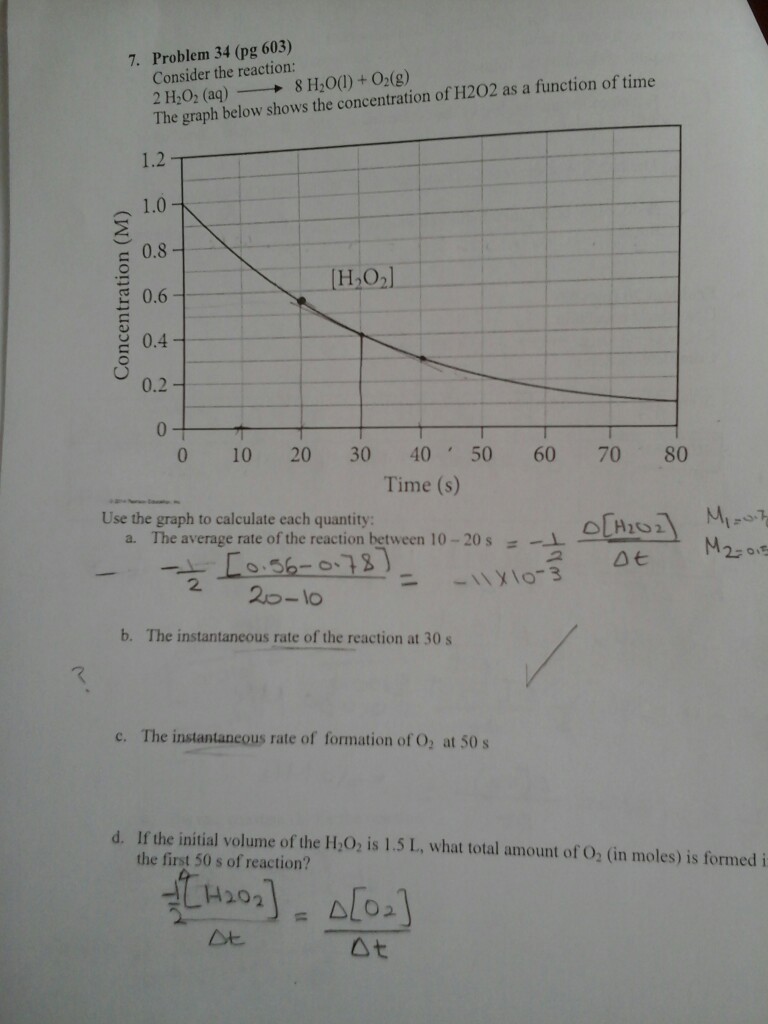 Solved 7. Problem 34 (pg 603) Consider the reaction: 2 H2O3 | Chegg.com