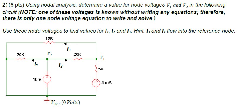 Solved Using nodal analysis, determine a value for node | Chegg.com