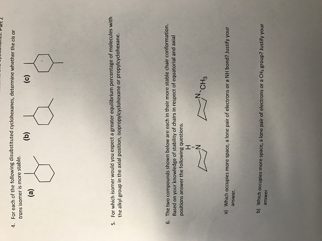 Solved For Each Of The Following Disubstituted Cyclohexanes, | Chegg.com