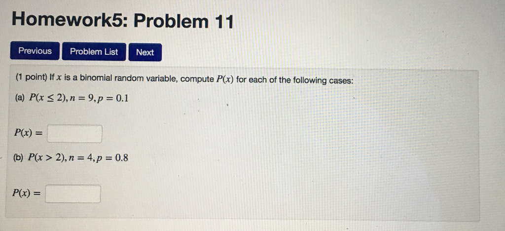 Solved Homework5: Problem 11 Previous Problem ListNext (1 | Chegg.com