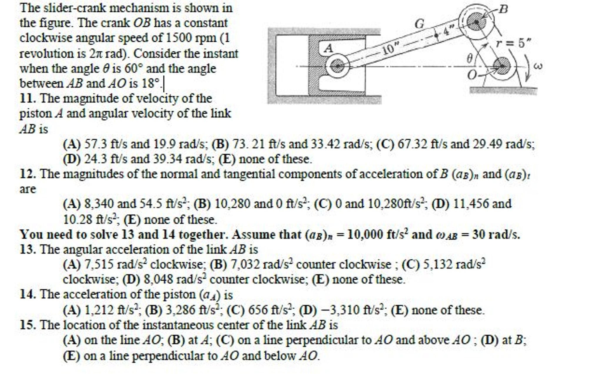 Solved The Slider-crank Mechanism Is Shown In The Figure. | Chegg.com