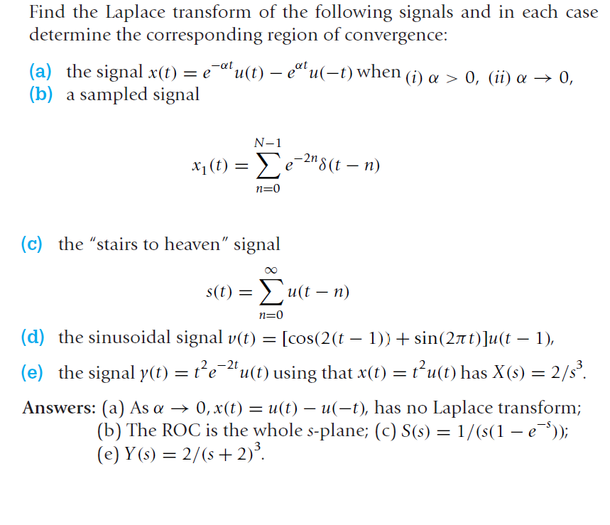 Solved Find the Laplace transform of the following signals