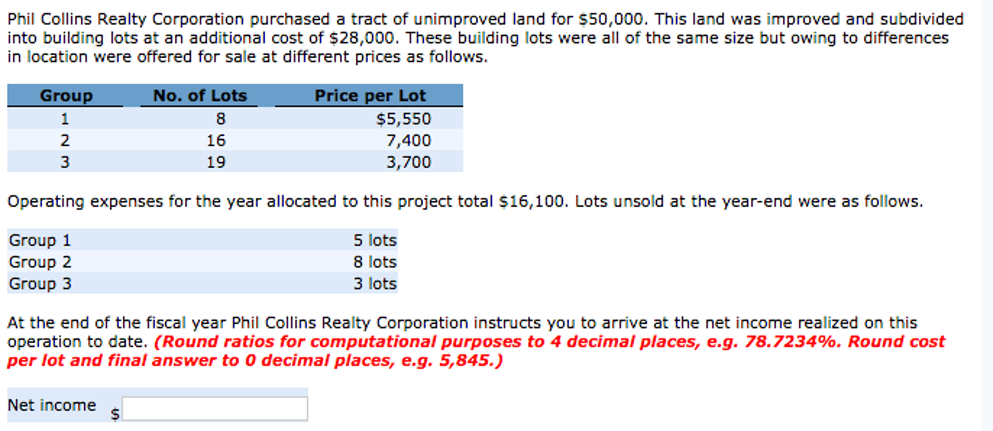 Solved Phil Collins Realty Corporation purchased a tract of