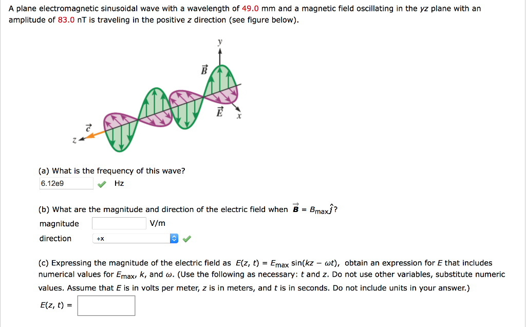 Solved A Plane Electromagnetic Sinusoidal Wave With A | Chegg.com