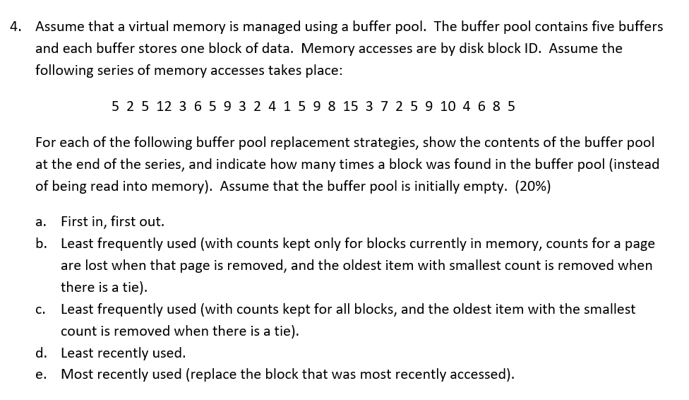 Solved Assume that a virtual memory is managed using a | Chegg.com