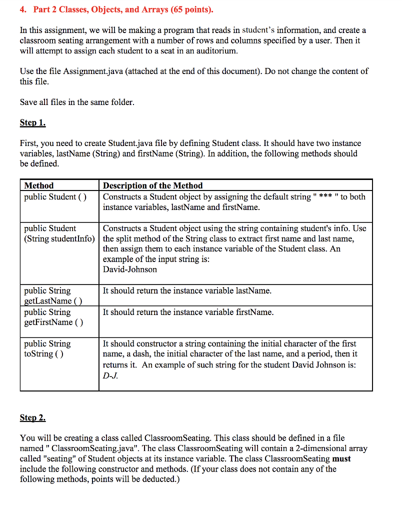 Solved 1. What This Assignment Is About: Classes (methods | Chegg.com