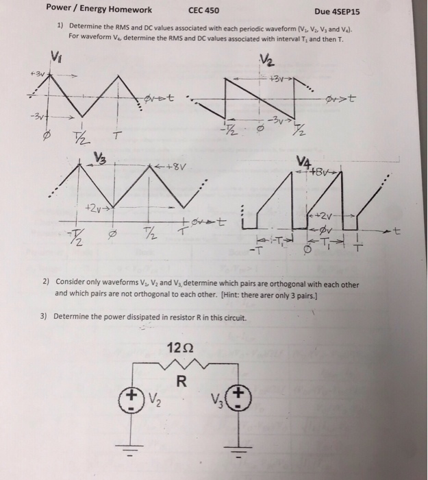 Solved 1) Determine the RMS and DC values associated with | Chegg.com