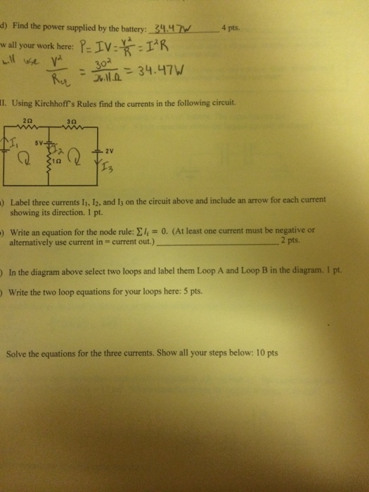 d) Find the power supplied by the batteryall your