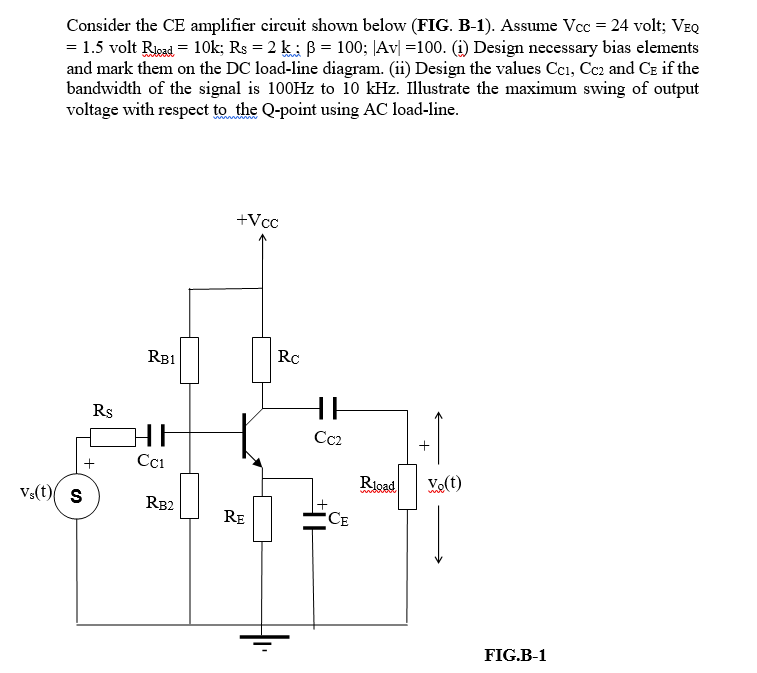 Solved Consider The CE Amplifier Circuit Shown Below (FIG. | Chegg.com