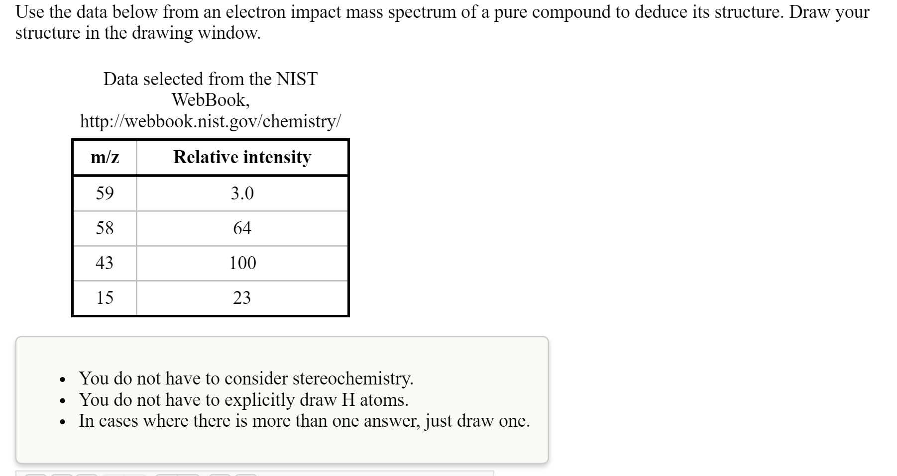 solved-use-the-data-below-from-an-electron-impact-mass-chegg