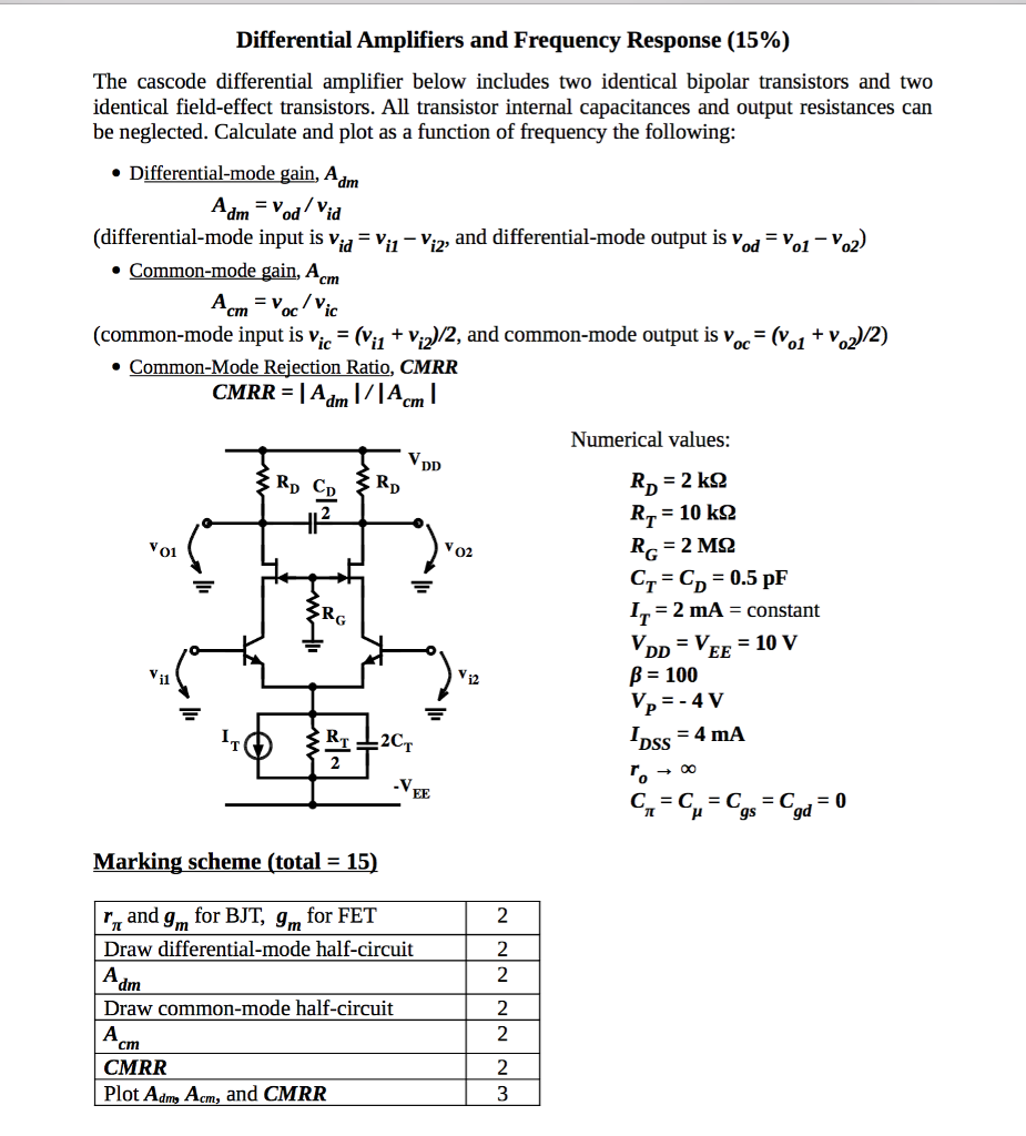 Solved Differential Amplifiers and Frequency Response (15)