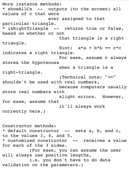Solved In a file named Triangle.java, write complete code | Chegg.com