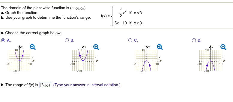 piecewise function domain and range calculator