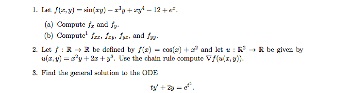 Solved 1 Let F X Y Sin Xy X 3y Xy 4 12 E X