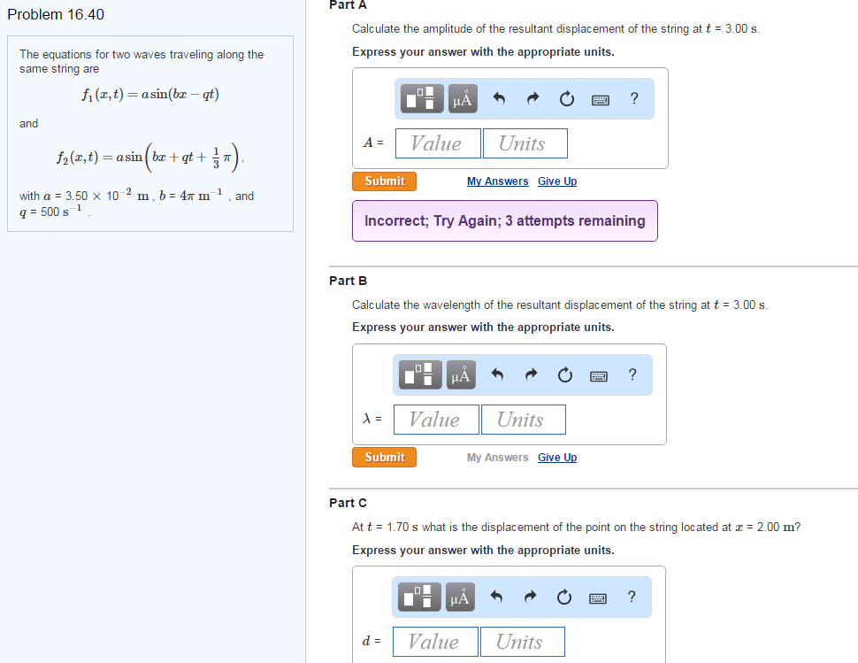 Solved The Equations For Two Waves Traveling Along The Same