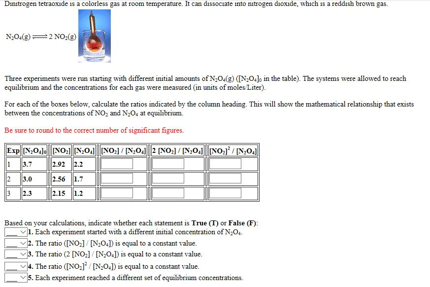 Solved Dintrogen tetraoxide is a colorless gas at room