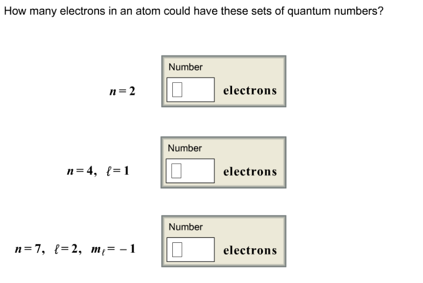 quantum number sets for electrons