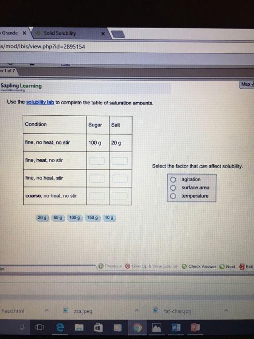 Solved Use the solubility lab to complete the table of