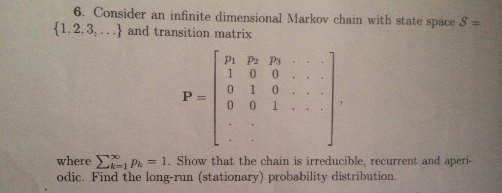 6. Consider an infinite dimensional Markov chain with | Chegg.com