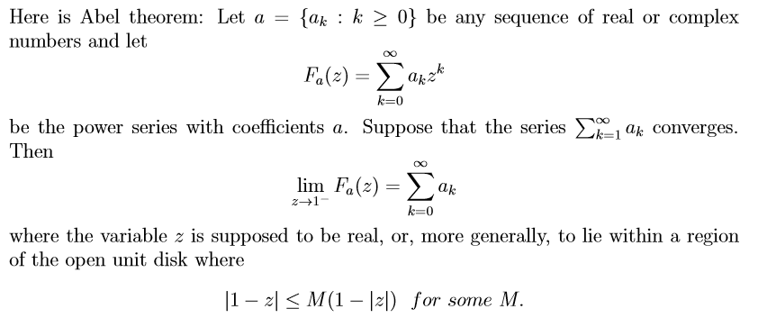 Solved Here Is Abel Theorem: Let A = {ak : K > 0} Be Any 