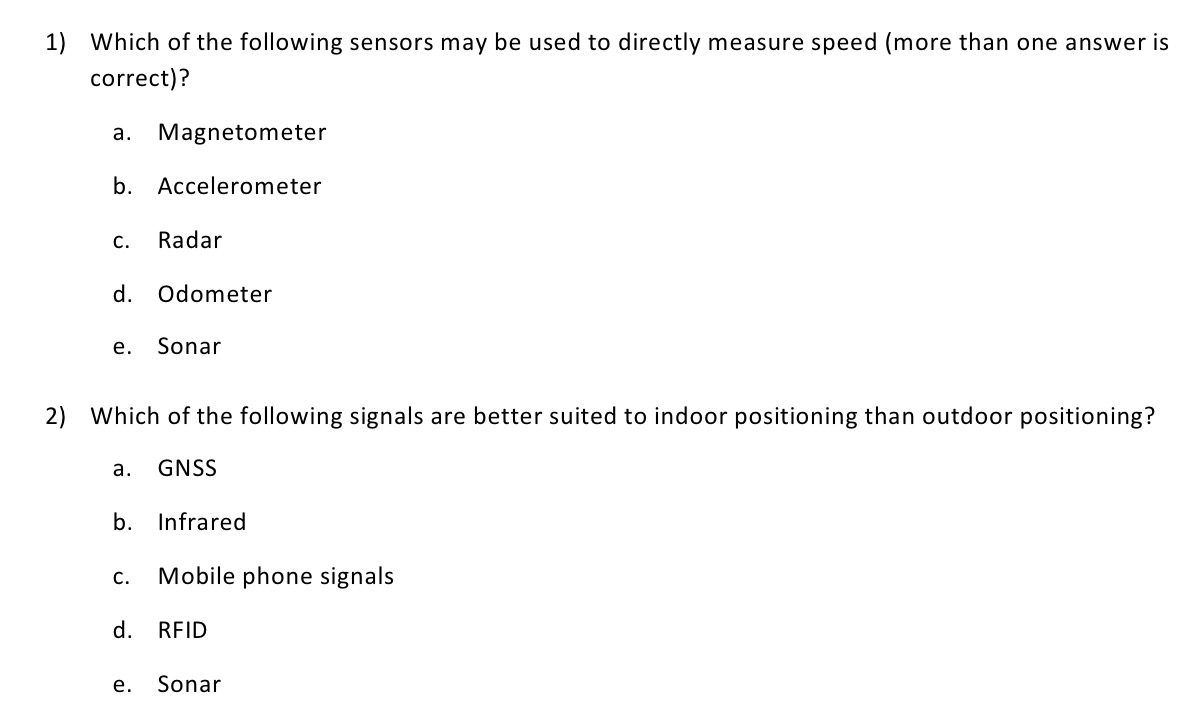 Solved Which of the following sensors may be used to | Chegg.com