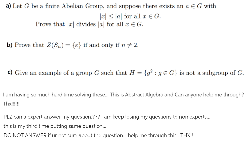 Solved A) Let G Be A Finite Abelian Group, And Suppose There | Chegg.com