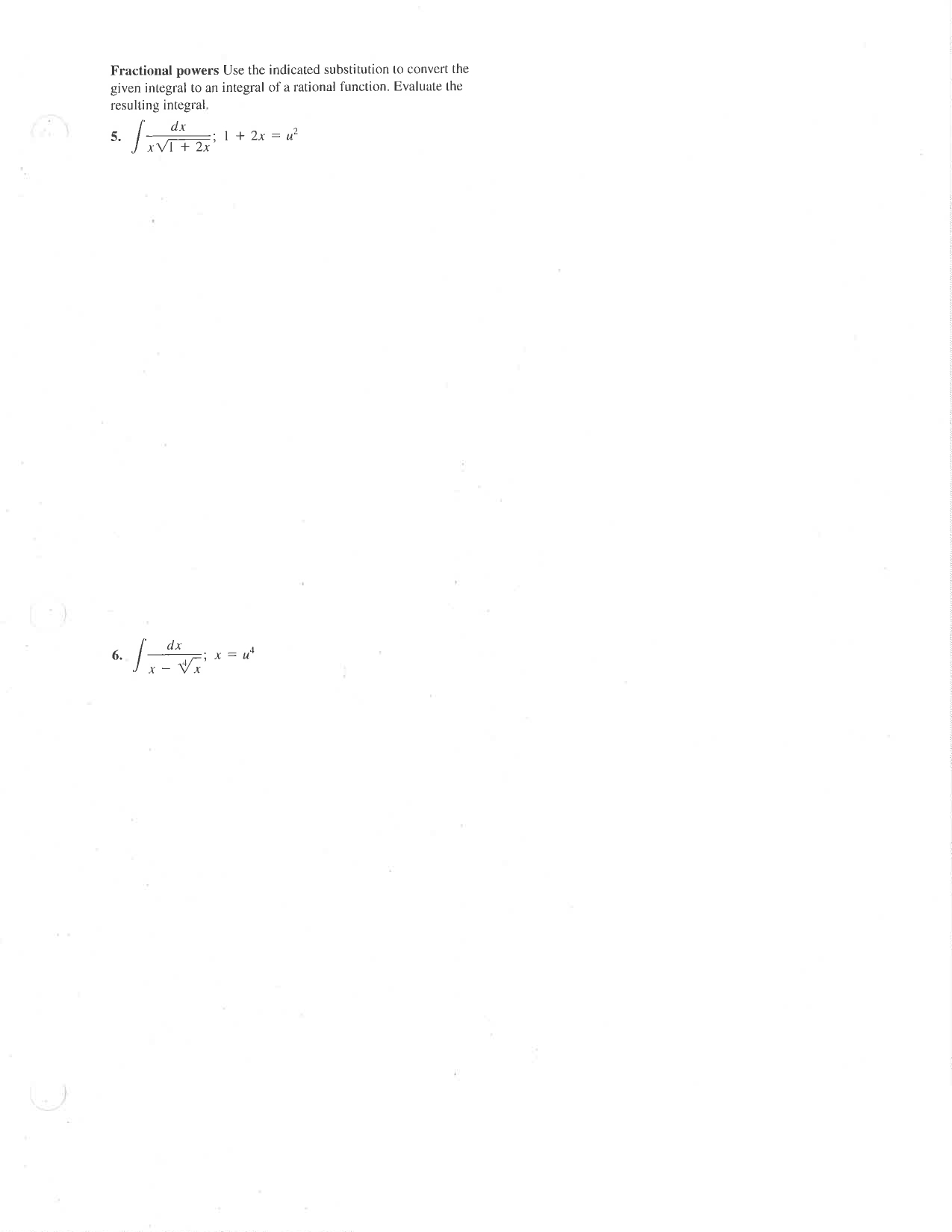 Solved Fractional Powers Use The Indicated Substitution To Chegg