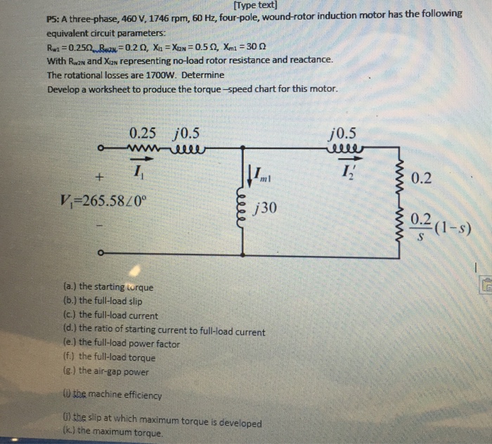 Solved A threephase, 460 V, 1746 rpm, 60 Hz, fourpole,