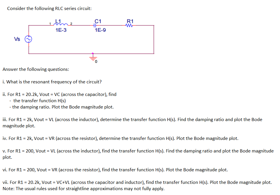 Solved Consider The Following RLC Series Circuit: Answer | Chegg.com